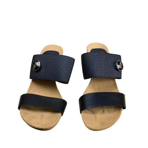 Lindsay Phillips Emily Wedge Slide Sandal Black Size 6 Resortcore NWOT - Picture 2 of 8